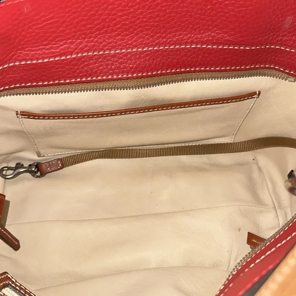 🔥🔥🔥Dooney & Bourke Red Leather Small Shopped Bag Satchel Crossbody Bag - Picture 11 of 14